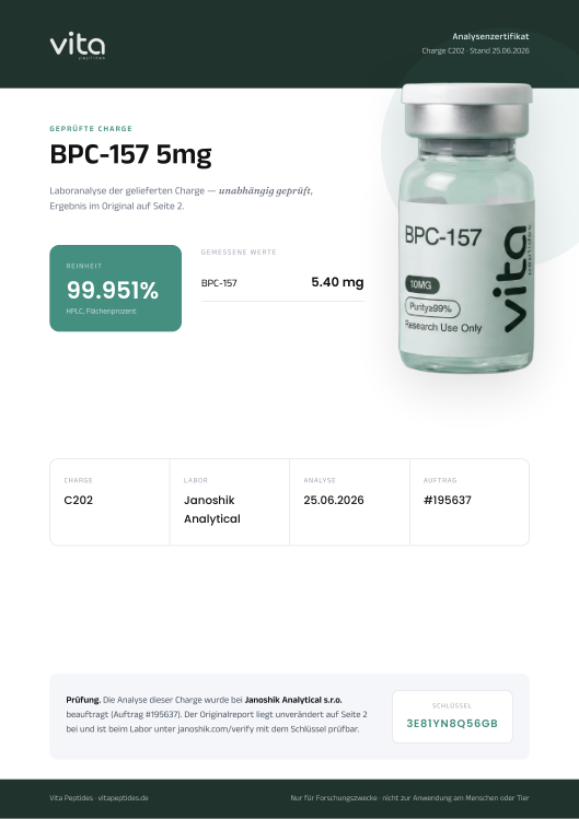 Vita-Zertifikat BPC-157 5mg, Charge C202