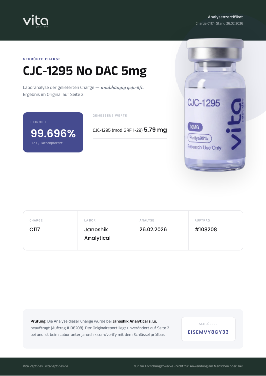 Vita-Zertifikat CJC-1295 No DAC 5mg, Charge C117