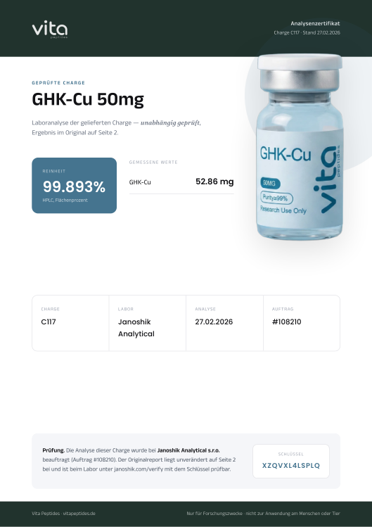 Vita-Zertifikat GHK-Cu 50mg, Charge C117
