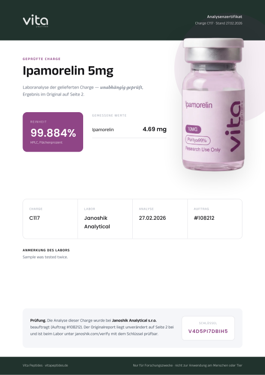 Vita-Zertifikat Ipamorelin 5mg, Charge C117