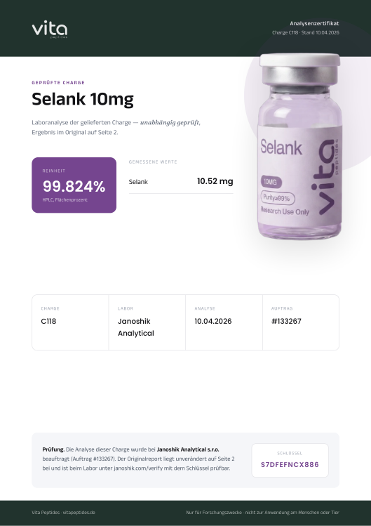 Vita-Zertifikat Selank 10mg, Charge C118