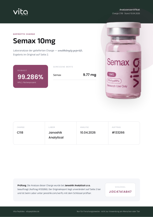 Vita-Zertifikat Semax 10mg, Charge C118
