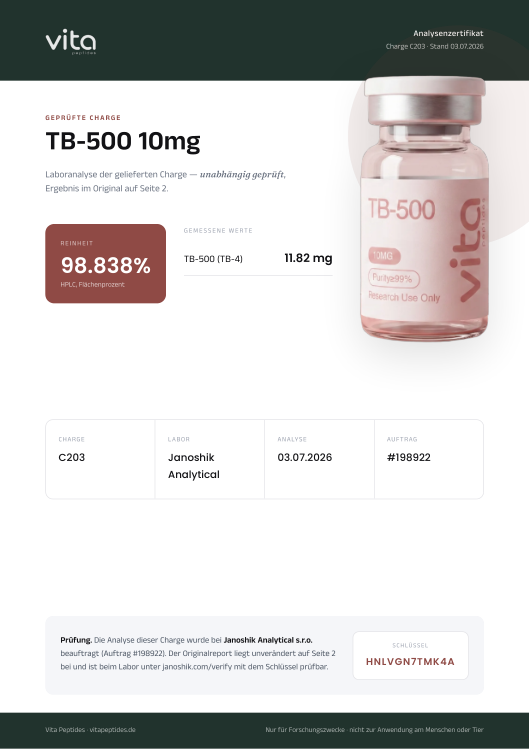 Vita-Zertifikat TB-500 10mg, Charge C203