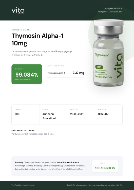 Vita-Zertifikat Thymosin Alpha-1 10mg, Charge C119